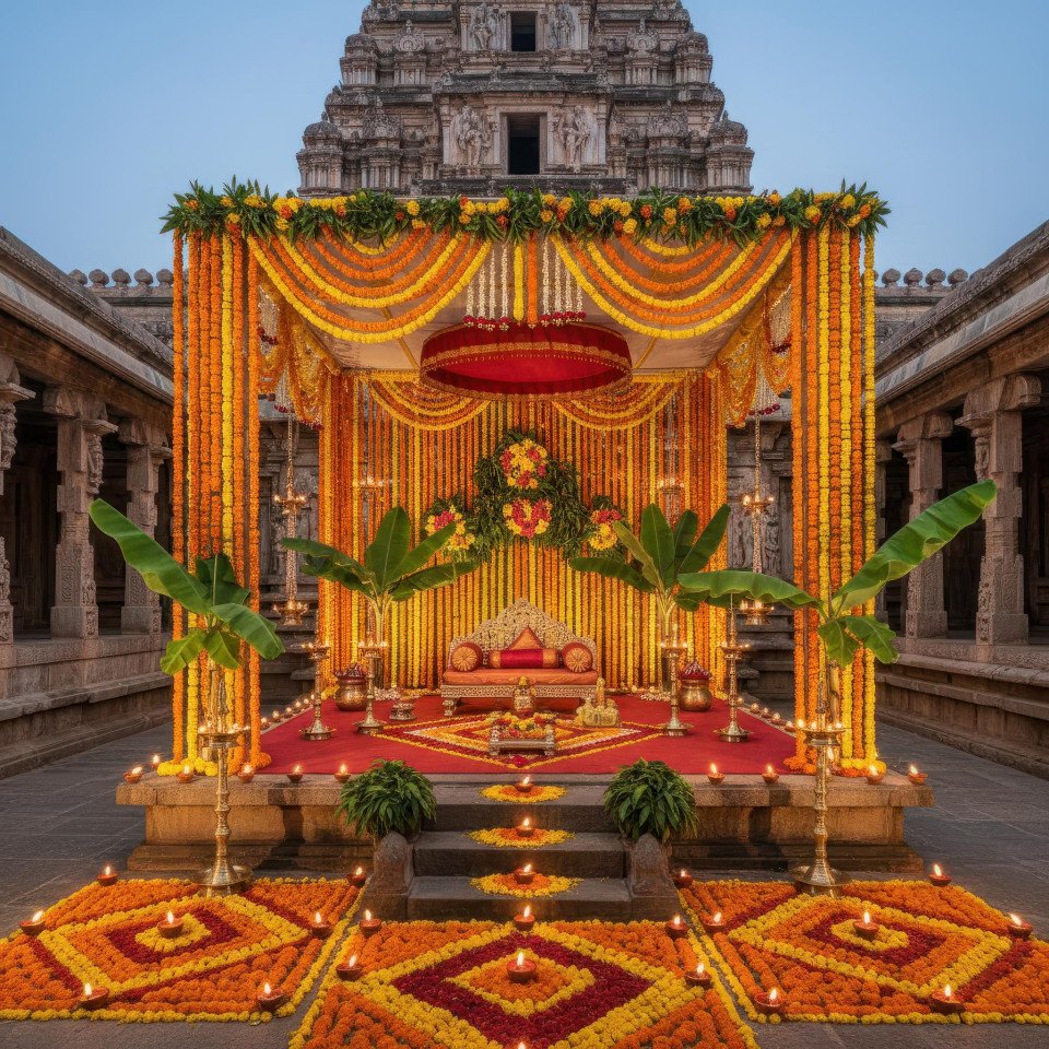 South indian temple wedding mandap decor google gemini prompt